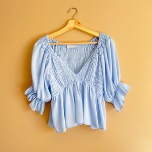 ASOS Puff Sleeve Shirred Blouse